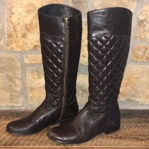 Vince Camuto Quilted Brown Leather Riding Boot